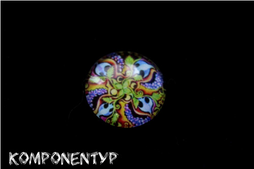 Skleněný kabošon Mandala barev, mandala, 20 mm
