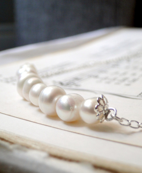 Ivory Freshwater Pearls & Silver / Náhrdelník