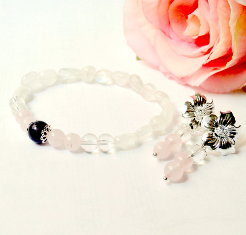 Moonstone & Rose Quartz Set / Set šperků