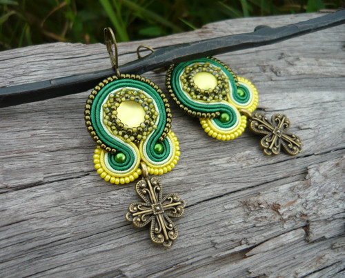 Soutache náušnice Čtyřlístek pro štěstí — foto 1