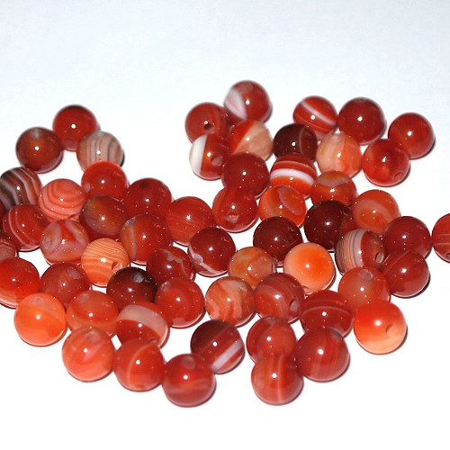 Achát červený pruhovaný kulička 6mm (3ks)