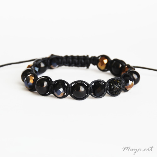 Měděnočerný shamballa náramek — foto 1