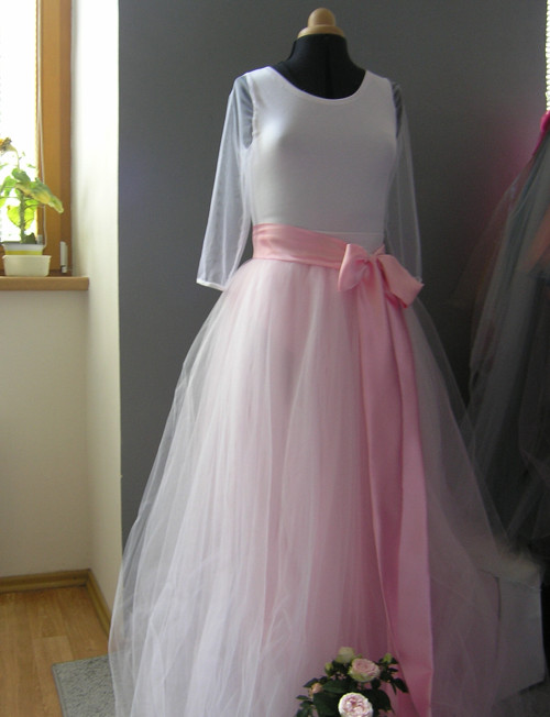 Svatební sukně orchid pink,body a stuha na přání