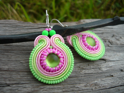Soutache náušnice Fresh Apple and Strawberry — foto 1