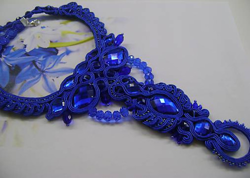 Soutache náhrdelník modrý — foto 1
