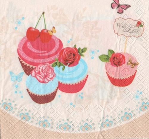 Papírový ubrousek, cupecake, koktejl, 2 KUSY
