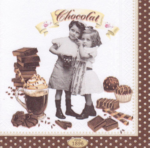 Ubrousek vintage - dívky a čokoláda