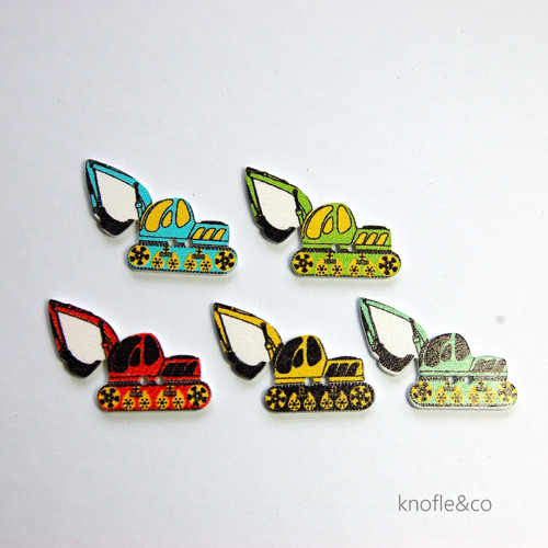 Dřevěný knoflík bagr - 2 ks — foto 1