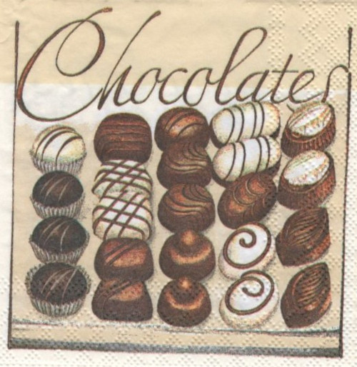 Papírový ubrousek,čokoláda,pralinka,bonbon,2kusy