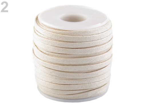 Šňůra bavlněná plochá šíře 4 mm (5m) -režná sv.
