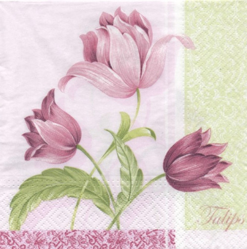 Papírový ubrousek,tulipán,květina, fialová,2 kusy