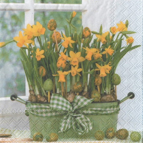 Papírový ubrousek,zahrada,narcis, žlutá,2 kusy