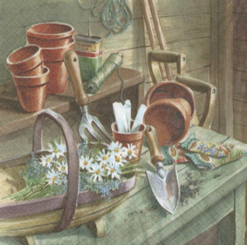 Papírový ubrousek,zahrada,bouda,zahradničení,2kusy