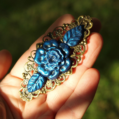Spona modrá růže — foto 1