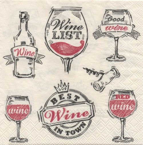 Papírový ubrousek,víno,červená,značky,wine,2kusy
