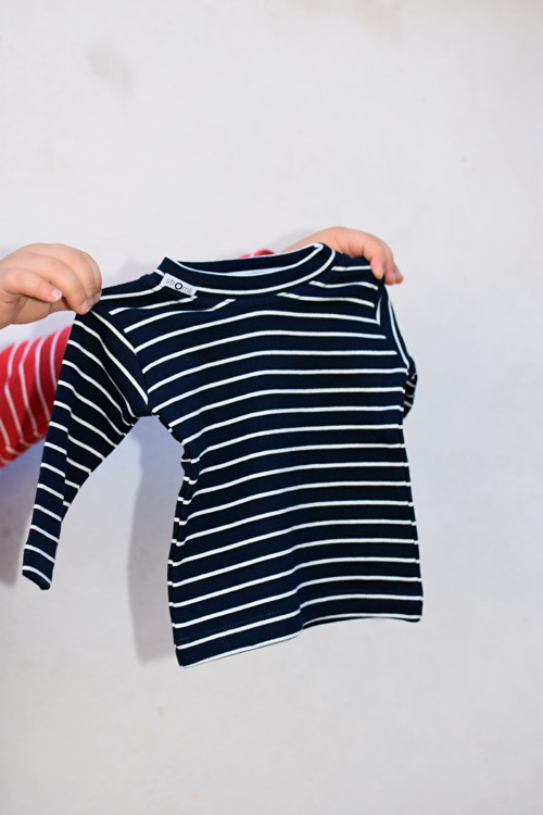 Dětské modré pruhované tričko 3-6 M — foto 1