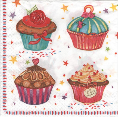 Papírový ubrousek,cupcake,dortík,muffin,dort,2kusy