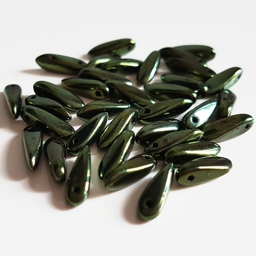 Jazýčky, smaragdová, 10x3 mm, 40 ks