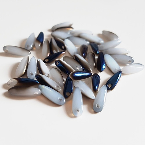 Jazýčky, bílošedomodrá, 10x3 mm, 40 ks
