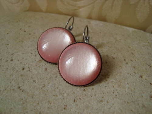 Nerezové náušnice velvet shiny pink