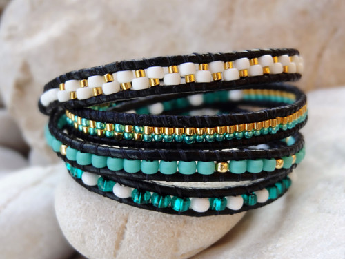 Náramek Wrap Bracelet černo-smaragdový — foto 1