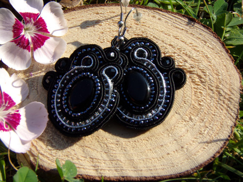 Sutaškové náušnice Black with Silver