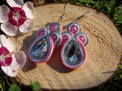 Sutaškové náušnice Pink with Silver