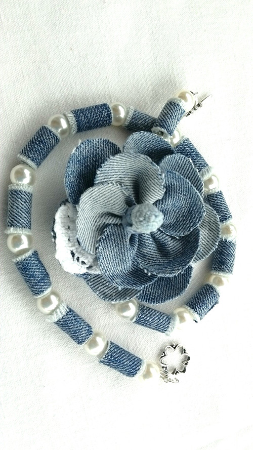 Jeans náhrdelník a náramek — foto 1