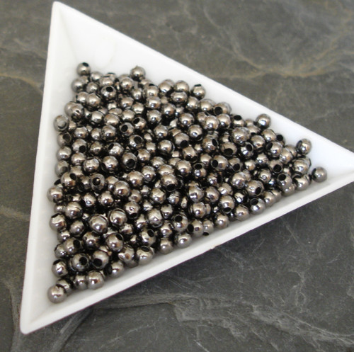 Kovové korálky - kuličky 3 mm - 100 ks - gunmetal