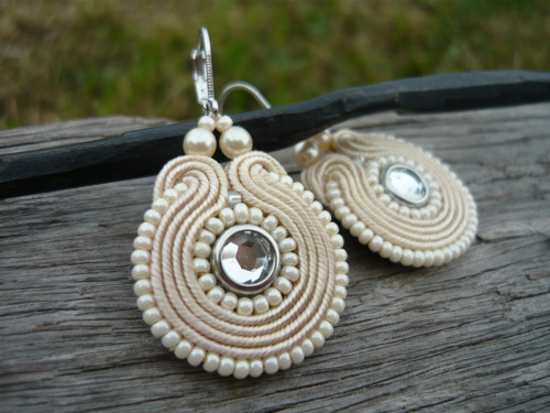 Soutache Náušnice Ivory Love mini — foto 1