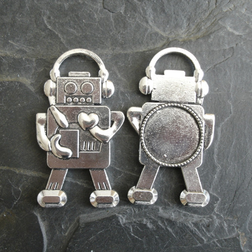 Přívěsek robot 31x55mm - starostříbrný - 1ks