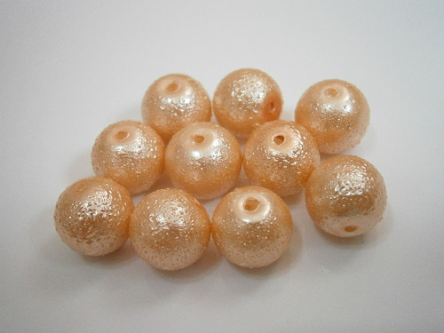 Voskované perly vroubkované 10mm(10ks) - lososové