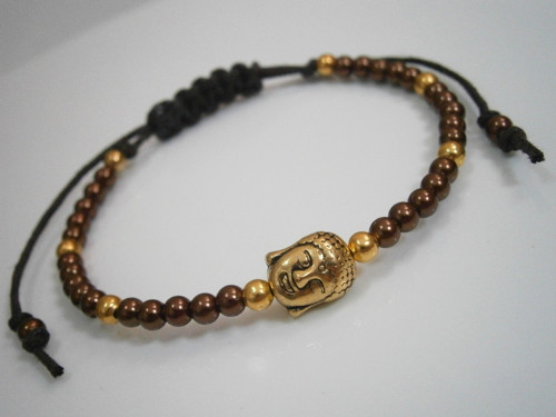 Hnědozlatý náramek s Buddhou (Unisex) — foto 1
