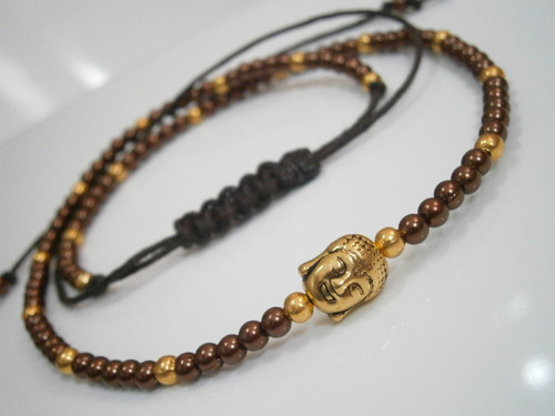 Hnědozlatý náhrdelník s Buddhou (Unisex) — foto 1