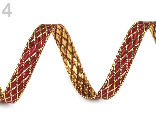 AKCE! Stuha s lurexem šíře 10 mm (1m) Garnet