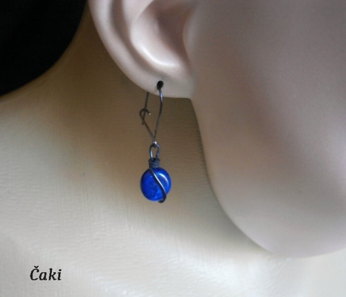 Naušnice - měď - lapis-lazuli — foto 1