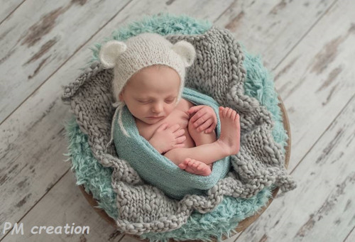 Newborn čepička ,, medvídek,, krémová — foto 1