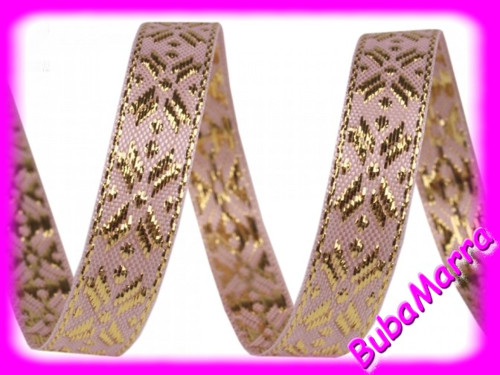 2m~ Lurexová vánoční stuha ~ ornament ~ pudrová