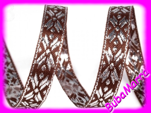 2m~ Lurexová vánoční stuha ~ ornament ~ čokoláda