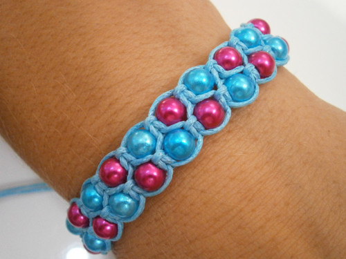 Dvojitý perličkový náramek (macramé/shamballa) — foto 1