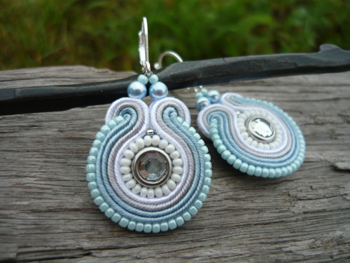 Soutache náušnice Modré nebe — foto 1