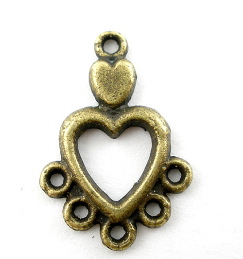 Ramínko konektor srdce/ bronz/ 13x19mm
