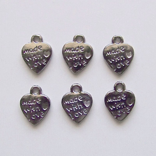 Srdce MINI made with love/ gunmetal/ 10x13mm