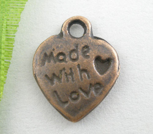 Srdce MINI made with love/ měď/ 10x13mm