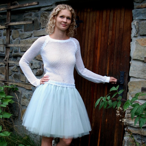 Šedá tylová sukně-SKLADEM