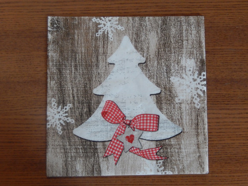 Ubrousek na decoupage - vánoční stromek s mašlí