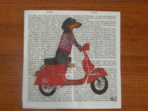 Ubrousek na decoupage - pes na motorce
