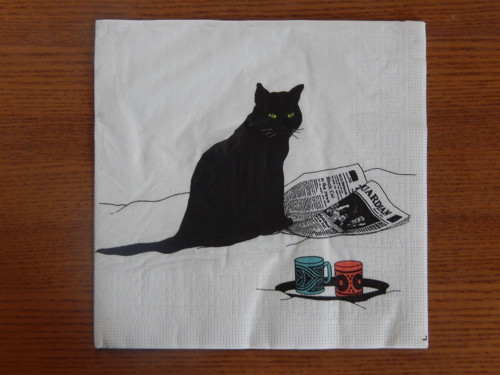 Ubrousek na decoupage - kočka a noviny — foto 1
