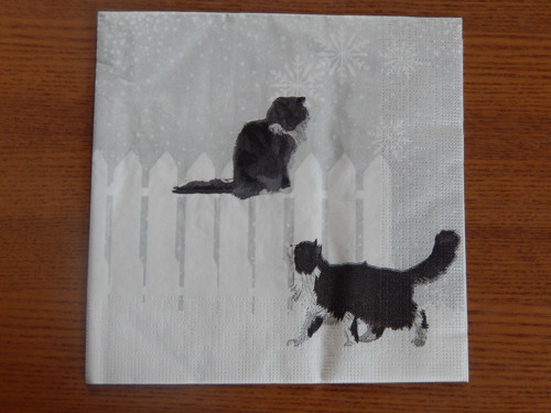 Ubrousek na decoupage - kočka na plotě — foto 1