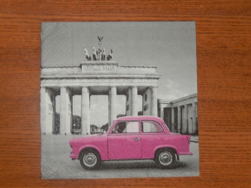 Ubrousek na decoupage - růžový trabant